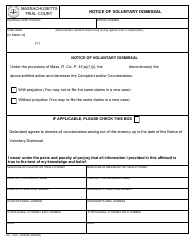 Document preview: Form HC0004 Notice of Voluntary Dismissal - Massachusetts
