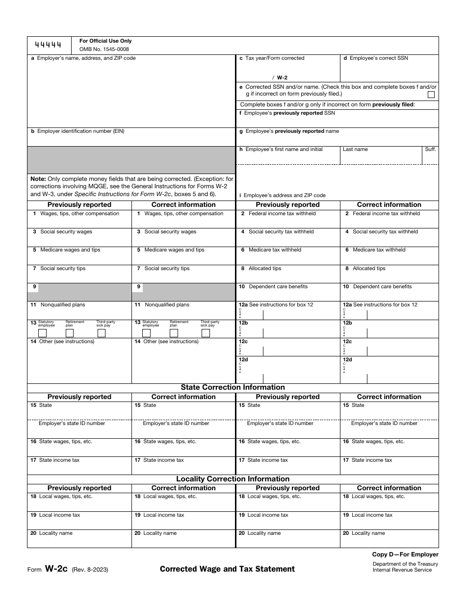 IRS Form W-2C Corrected Wage and Tax Statements, Page 8