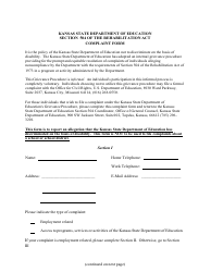 Complaint Form - Section 504 of the Rehabilitation Act - Kansas
