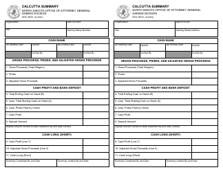 Document preview: Form SFN18870 Calcutta Summary - North Dakota