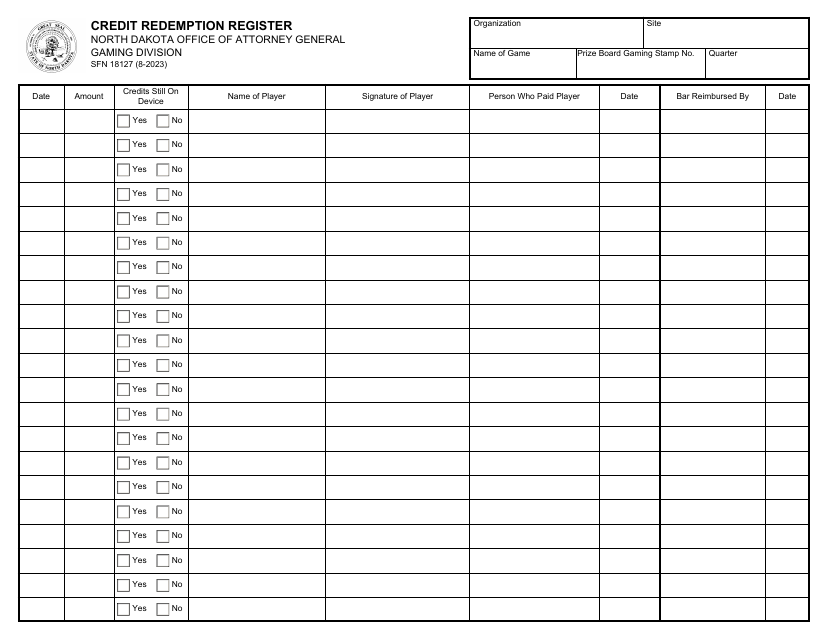 Form SFN18127  Printable Pdf