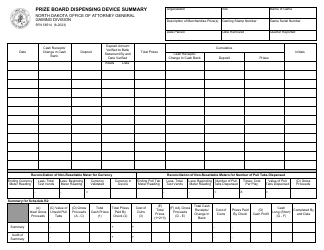 Document preview: Form SFN58514 Prize Board Dispensing Device Summary - North Dakota