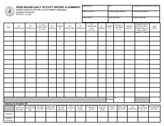 Document preview: Form SFN50154 Prize Board Daily Activity Report & Summary - North Dakota