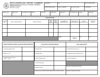 Document preview: Form SFN61072 Raffle Board Daily Report & Summary - North Dakota