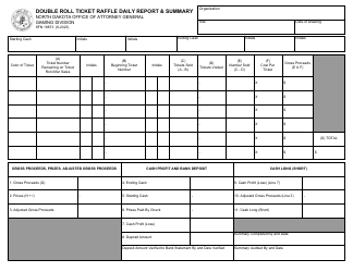 Form SFN18873 Double Roll Ticket Raffle Daily Report &amp; Summary - North Dakota