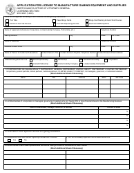 Document preview: Form SFN14995 Application for License to Manufacture Gaming Equipment and Supplies - North Dakota