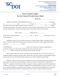 Document preview: Form 4002 Service Contract Provider Surety Bond - South Carolina