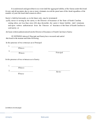 Form 4002 Service Contract Provider Surety Bond - South Carolina, Page 2