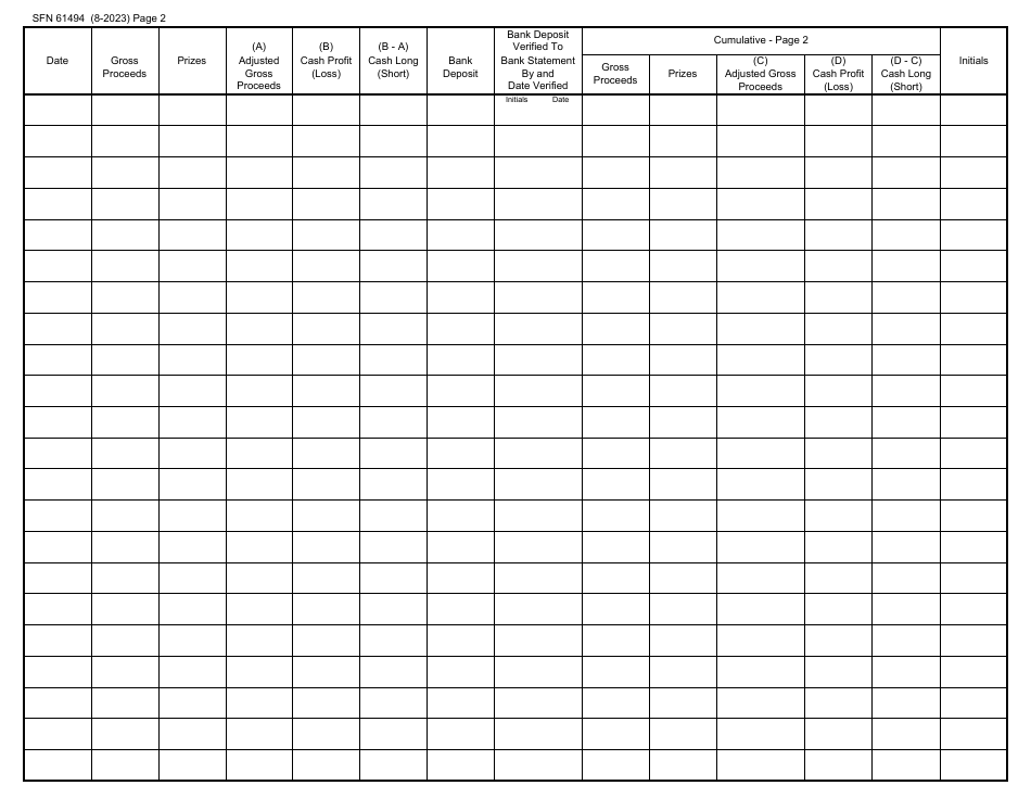 Form SFN61494 Electronic Pull Tab Summary Report - All Games - North Dakota, Page 2