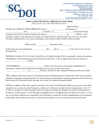 Form 1029 South Carolina Third-Party Administrator Surety Bond - South Carolina