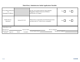 Third-Party Administrator Initial Application Checklist - South Carolina, Page 2