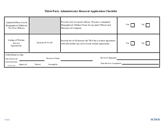 Third-Party Administrator Renewal Application Checklist - South Carolina, Page 2