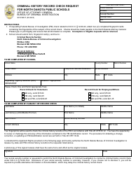 Document preview: Form SFN58617 Criminal History Record Check Request for North Dakota Public Schools - North Dakota