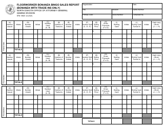 Document preview: Form SFN18629 Floorworker Bonanza Bingo Sales Report (Bonanza With Trade Ins Only) - North Dakota