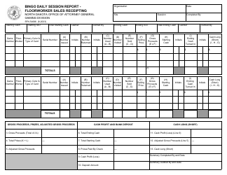 Document preview: Form SFN54066 Bingo Daily Session Report - Floorworker Sales Receipting - North Dakota