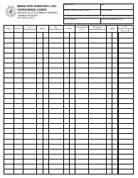 Document preview: Form SFN18626 Bingo Site Inventory Log - Paper Bingo Cards - North Dakota
