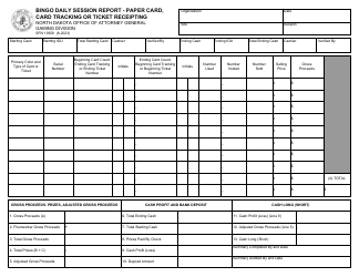 Form SFN19358 Bingo Daily Session Report - Paper Card, Card Tracking or Ticket Receipting - North Dakota