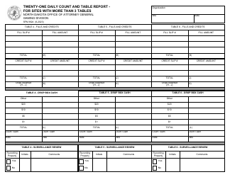 Document preview: Form SFN9924 Twenty-One Daily Count and Table Report - for Sites With More Than 3 Tables - North Dakota