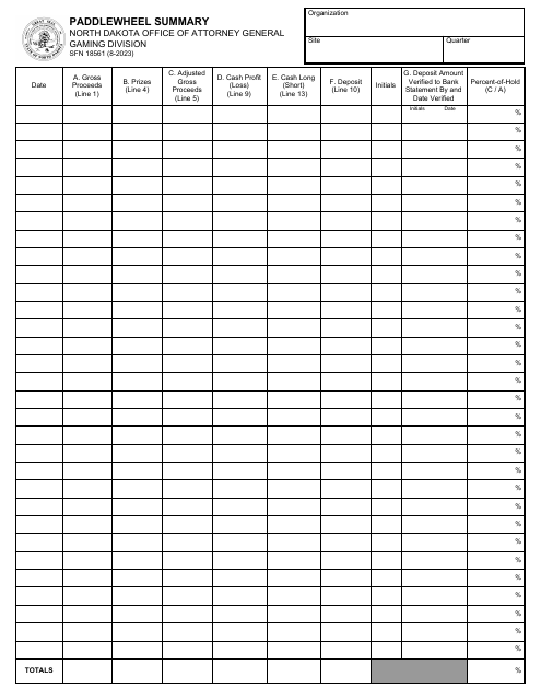 Form SFN18561  Printable Pdf