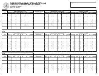 Document preview: Form SFN51721 Paddlewheel Casino Chips Inventory Log - North Dakota
