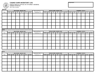 Form SFN17930 Casino Chips Inventory Log - North Dakota