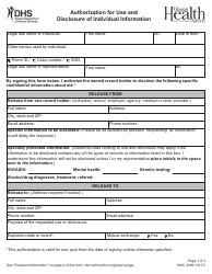 Document preview: Form MCS2099 Authorization for Use and Disclosure of Information - Oregon