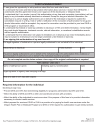 Form MCS2099 Authorization for Use and Disclosure of Information - Oregon, Page 2