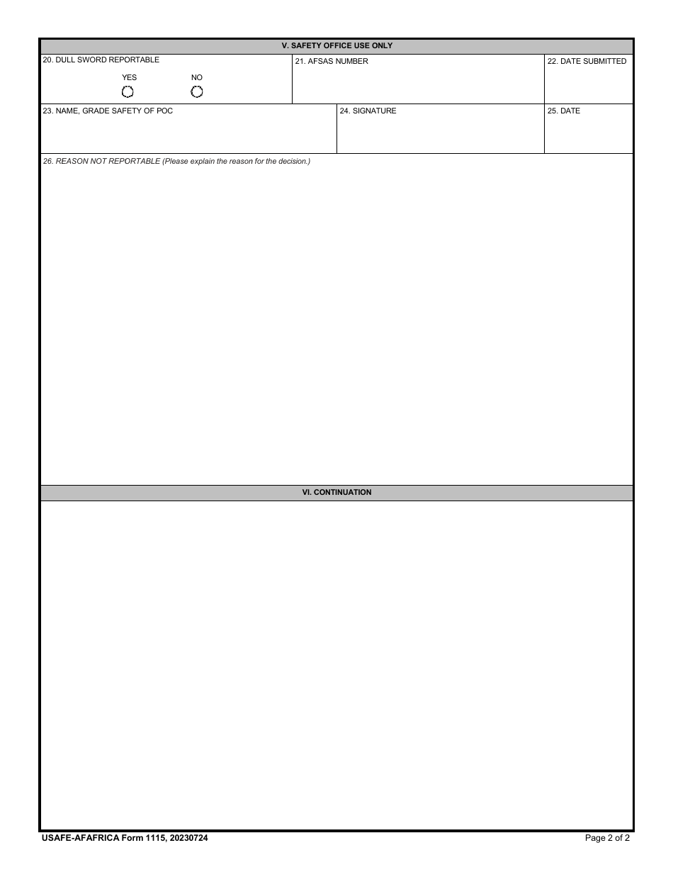 Usafe Afafrica Form 1115 Fill Out Sign Online And Download Fillable Pdf Templateroller 8835