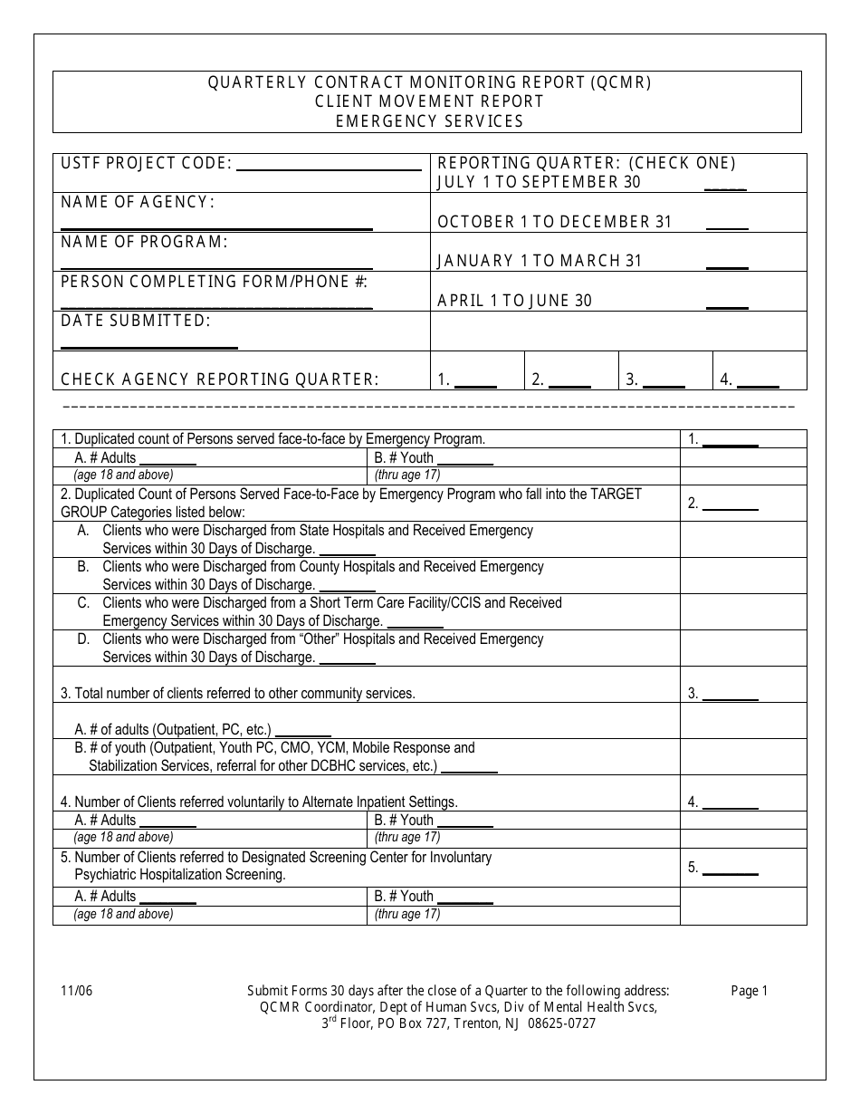 New Jersey Client Movement Report - Emergency Services - Fill Out, Sign