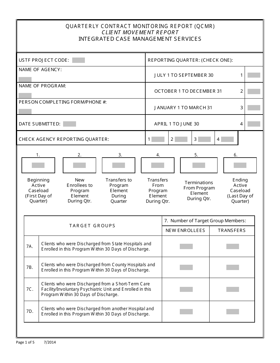 New Jersey Client Movement Report - Integrated Case Management Services