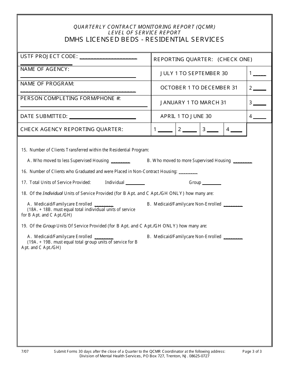 Client Movement Report - Dmhs Licensed Beds - Residential Services - New Jersey, Page 5