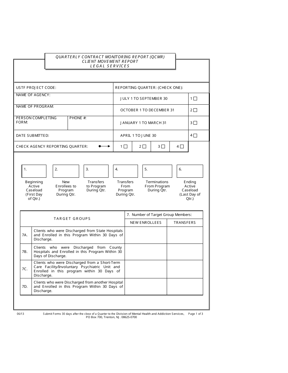 New Jersey Client Movement Report - Legal Services - Fill Out, Sign