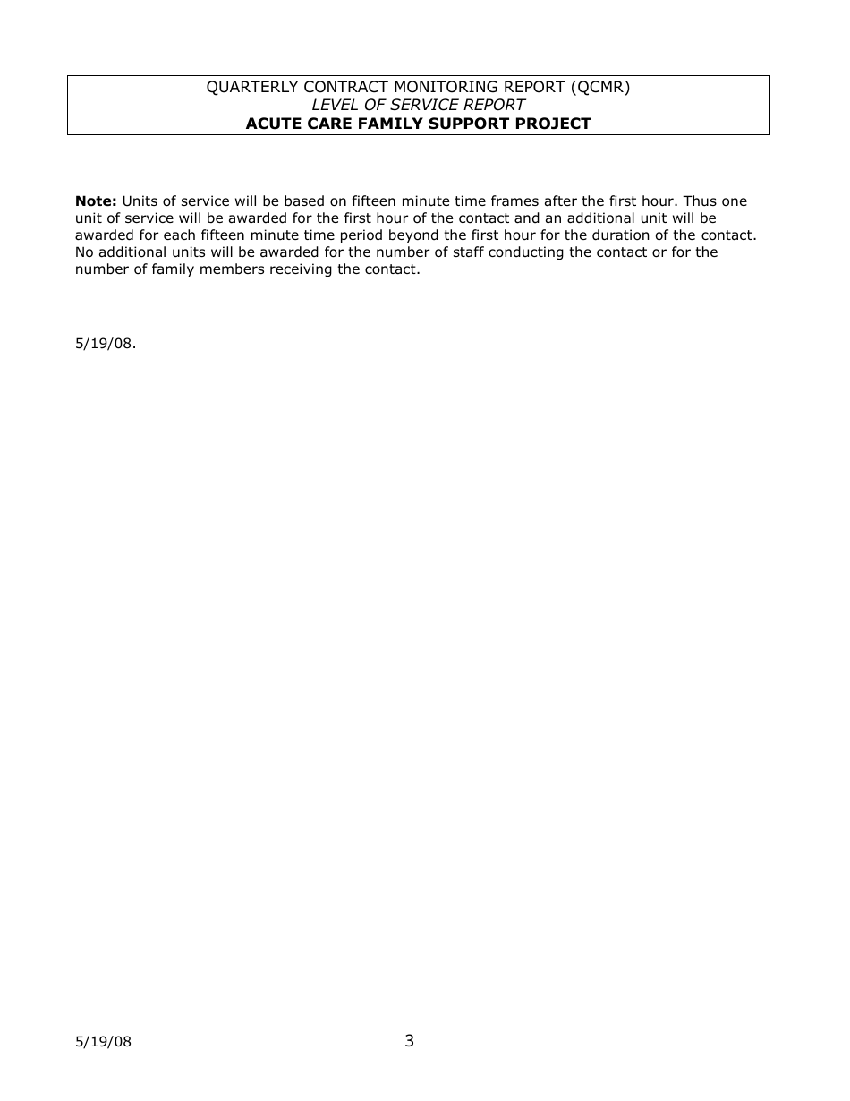 Level of Service Report - Acute Care Family Support Project - New Jersey, Page 3