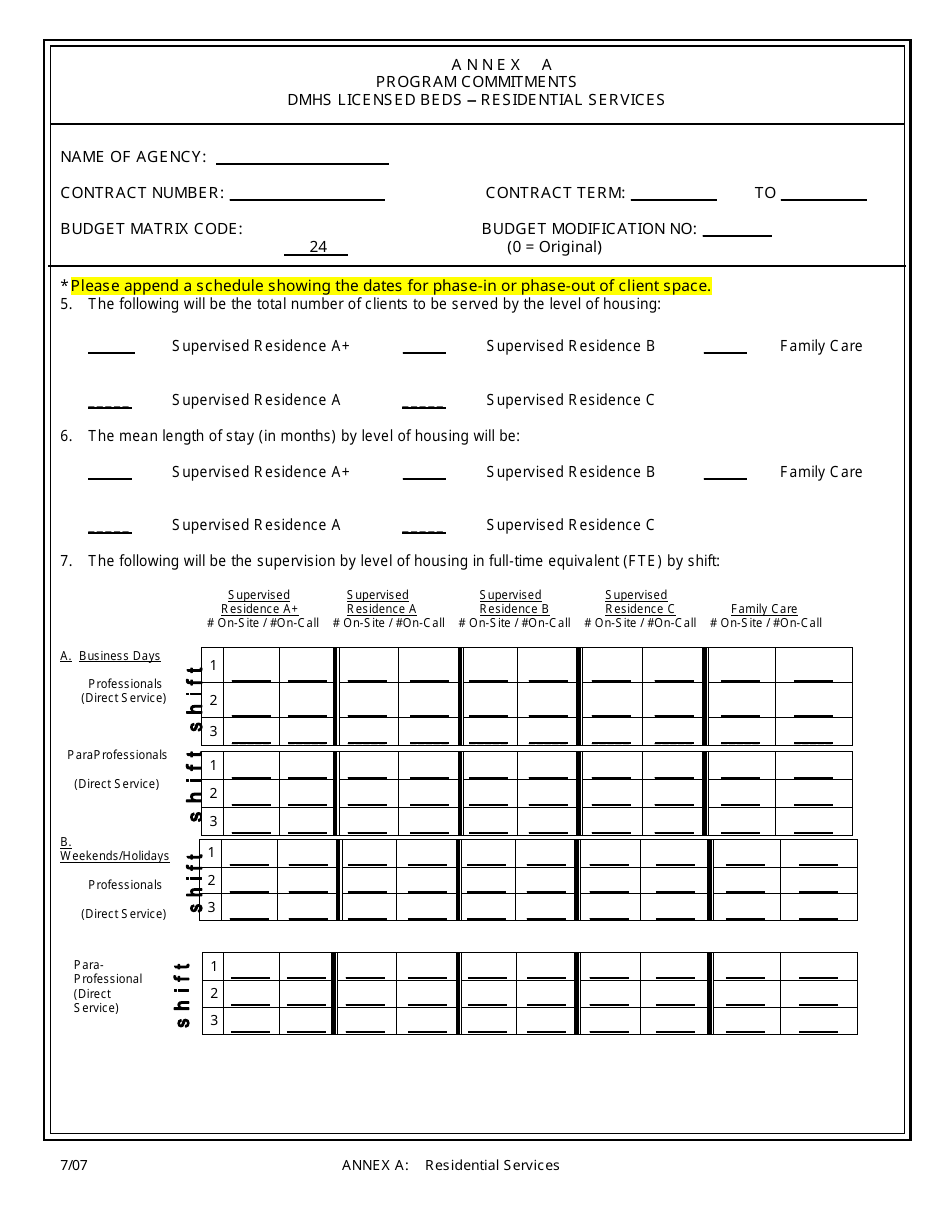 Annex A Program Commitments Dmhs Licensed Beds - Residential Services - New Jersey, Page 2