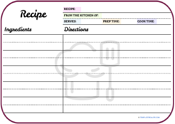 Document preview: Recipe Card Template - Pink Border