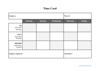 Document preview: Time Card Template