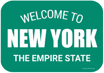 Document preview: Welcome to New York Sign Template
