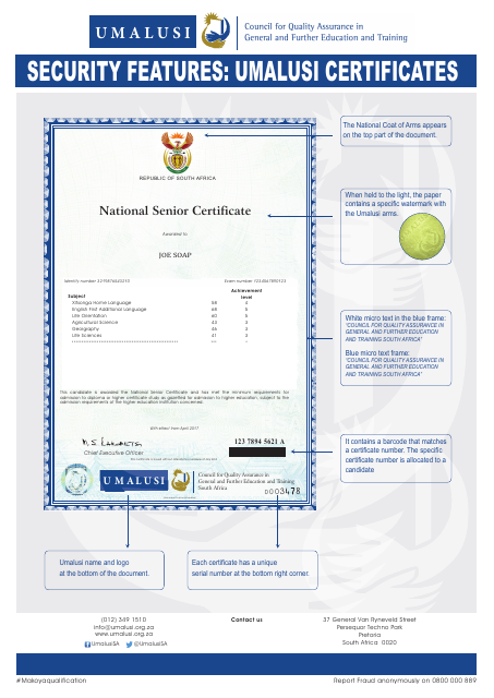 National Senior Certificate - Gauteng, South Africa