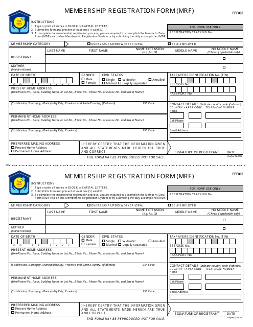 Form FPF095 Membership Registration Form - Philippines