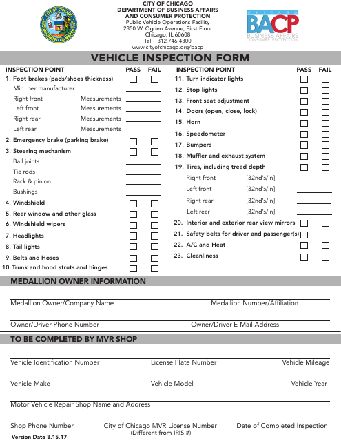 Vehicle Inspection Form - Illinois