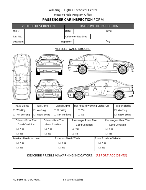 NG Form 4670-7C Passenger Car Inspection Form