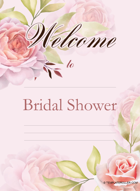 Bridal Shower Welcome Sign Template - Pink
