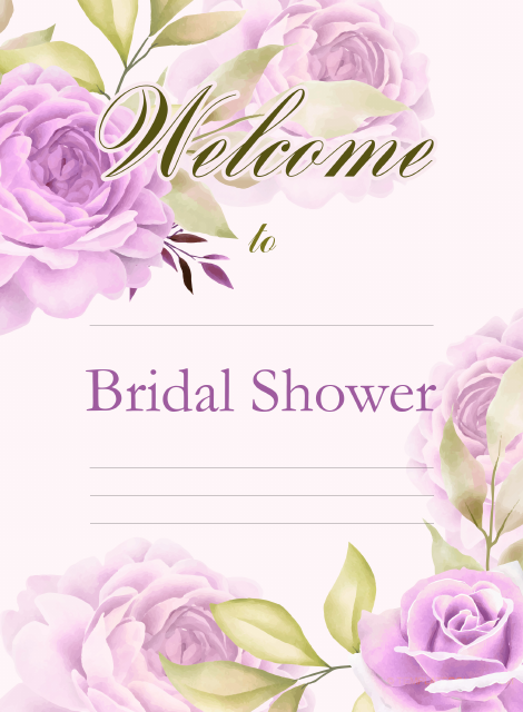 Bridal Shower Welcome Sign Template - Violet