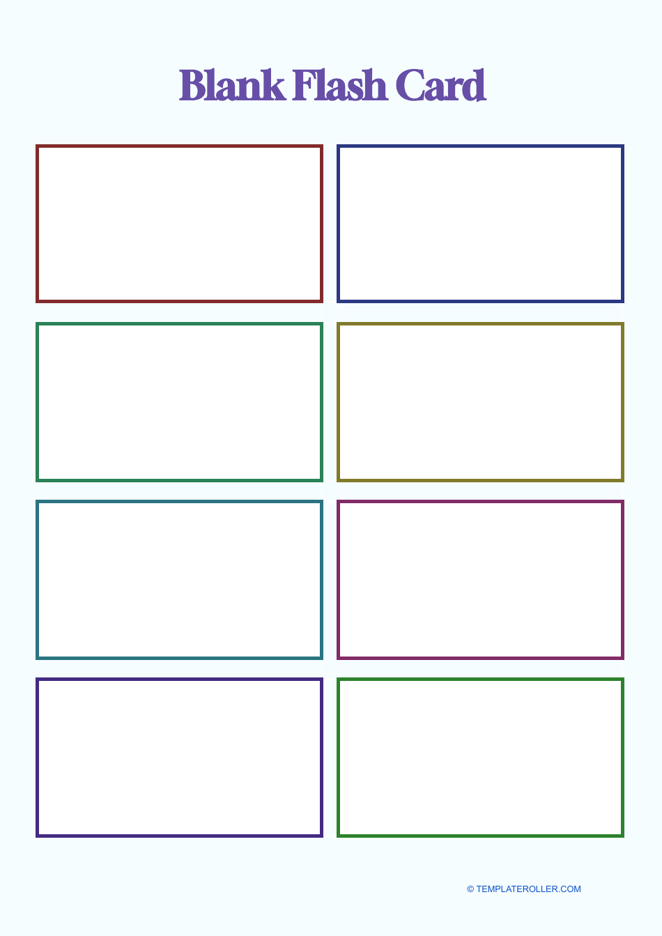 Blank Flash Card Template - An image preview of a customizable and printable blank flash card template.