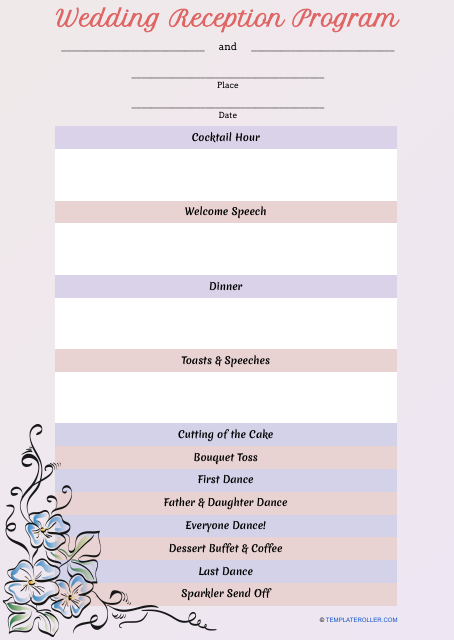 Wedding Ceremony Program Template - Pink