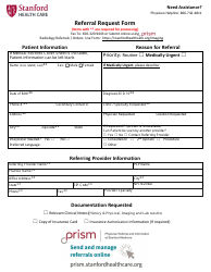 Document preview: Referral Request Form - Stanford Health Care