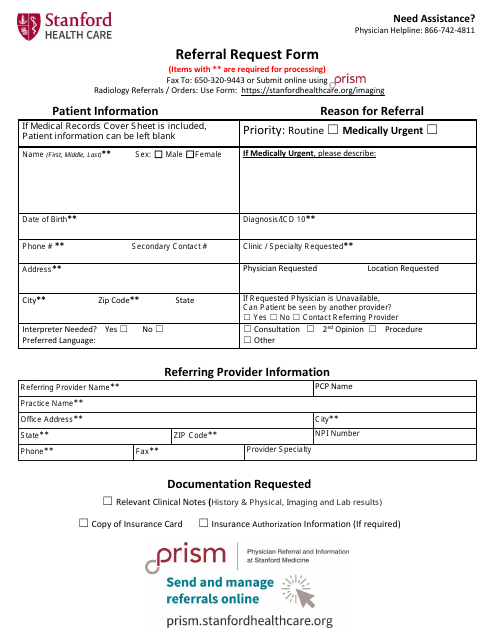 Referral Request Form - Stanford Health Care