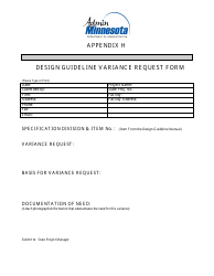 Document preview: Appendix H Design Guideline Variance Request Form - Minnesota