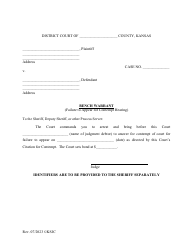 Document preview: Bench Warrant (Failure to Appear for Contempt Hearing) - Kansas