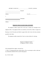 Document preview: Request for Citation for Contempt - Kansas